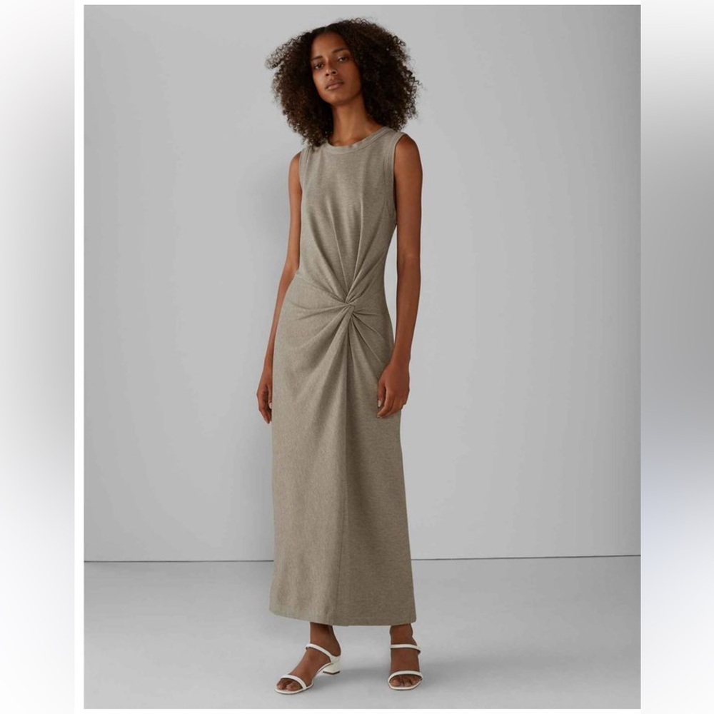 Club Monaco Sleeveless Maxi Dress in Taupe Twist Front